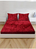 Luxury Velvet Double Bedsheet with 2 Pillow Covers – Soft, Rich & Elegant Maroon