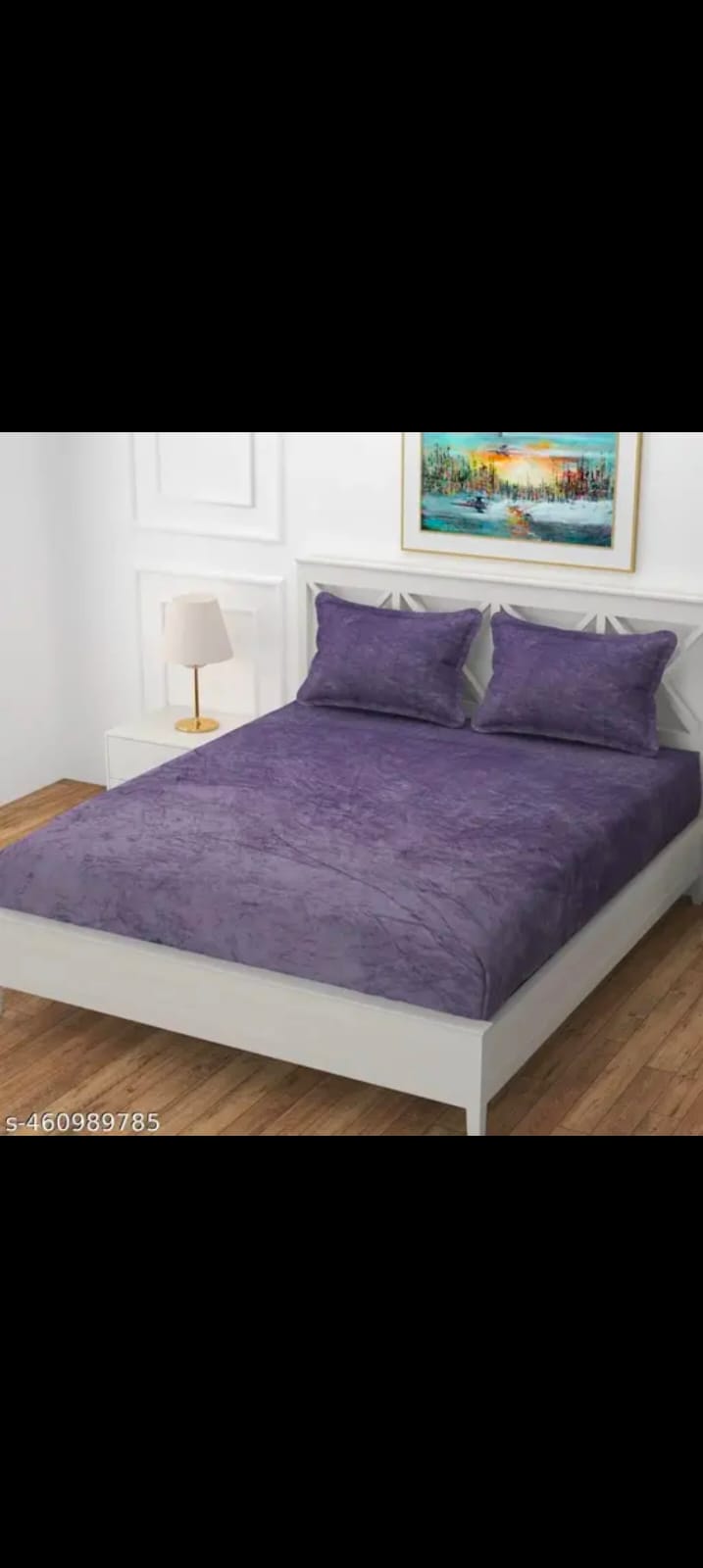 Luxury Velvet Double Bedsheet with 2 Pillow Covers – Soft, Rich & Elegant purple- design 2