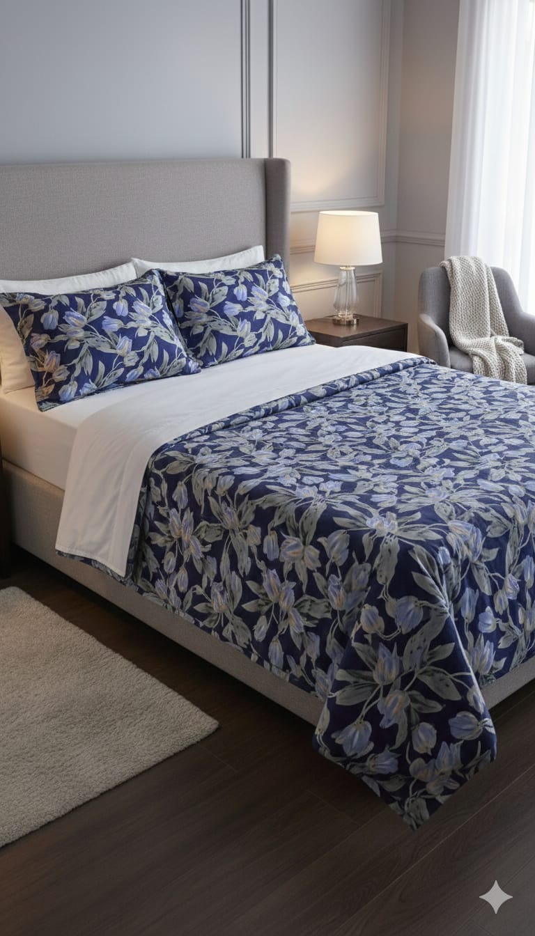 Premium Cotton silk Double Bedsheet with 2 Pillow Covers set – Soft, Breathable & Modern Print - 4