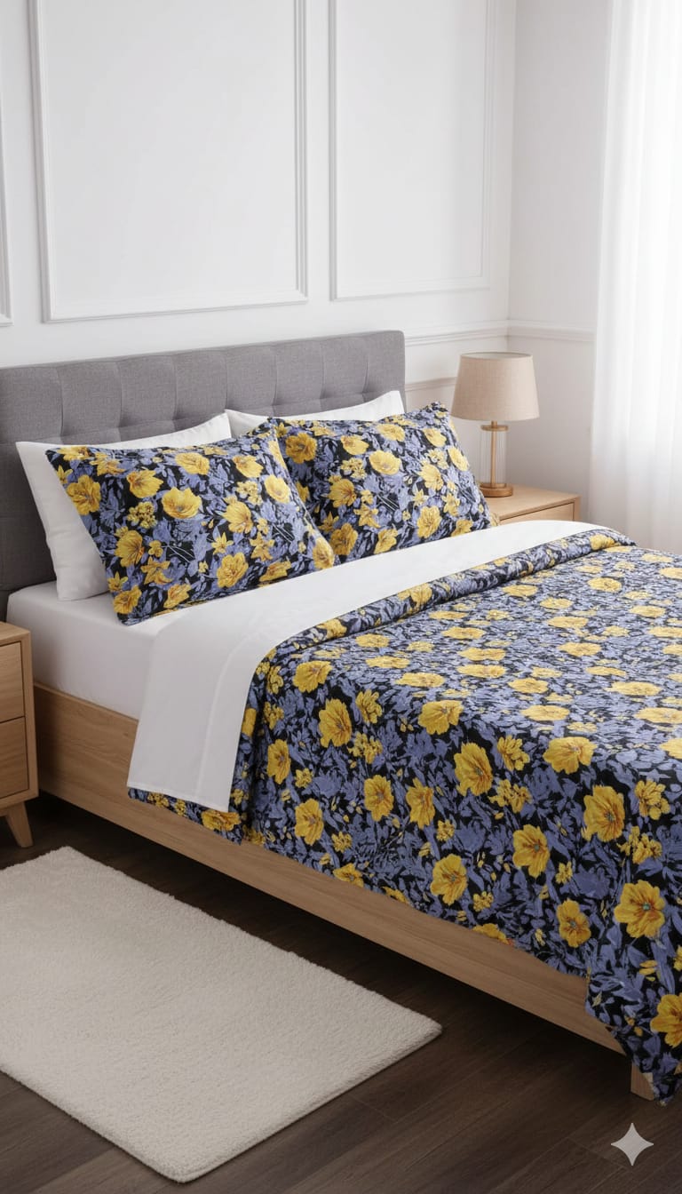 Premium Cotton silk Double Bedsheet with 2 Pillow Covers set – Soft, Breathable & Modern Print - 7