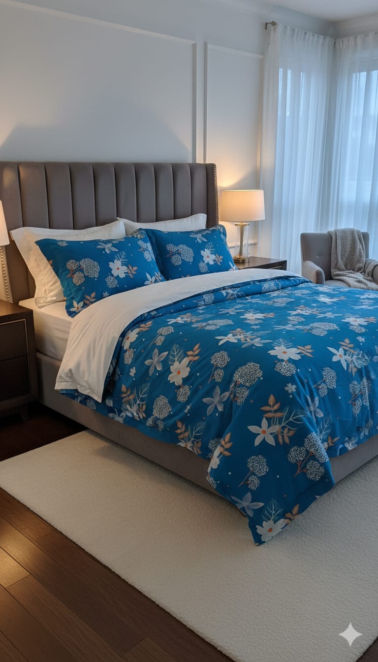 Premium Cotton Double Bedsheet with 2 Pillow Covers – Soft, Breathable & Modern Print