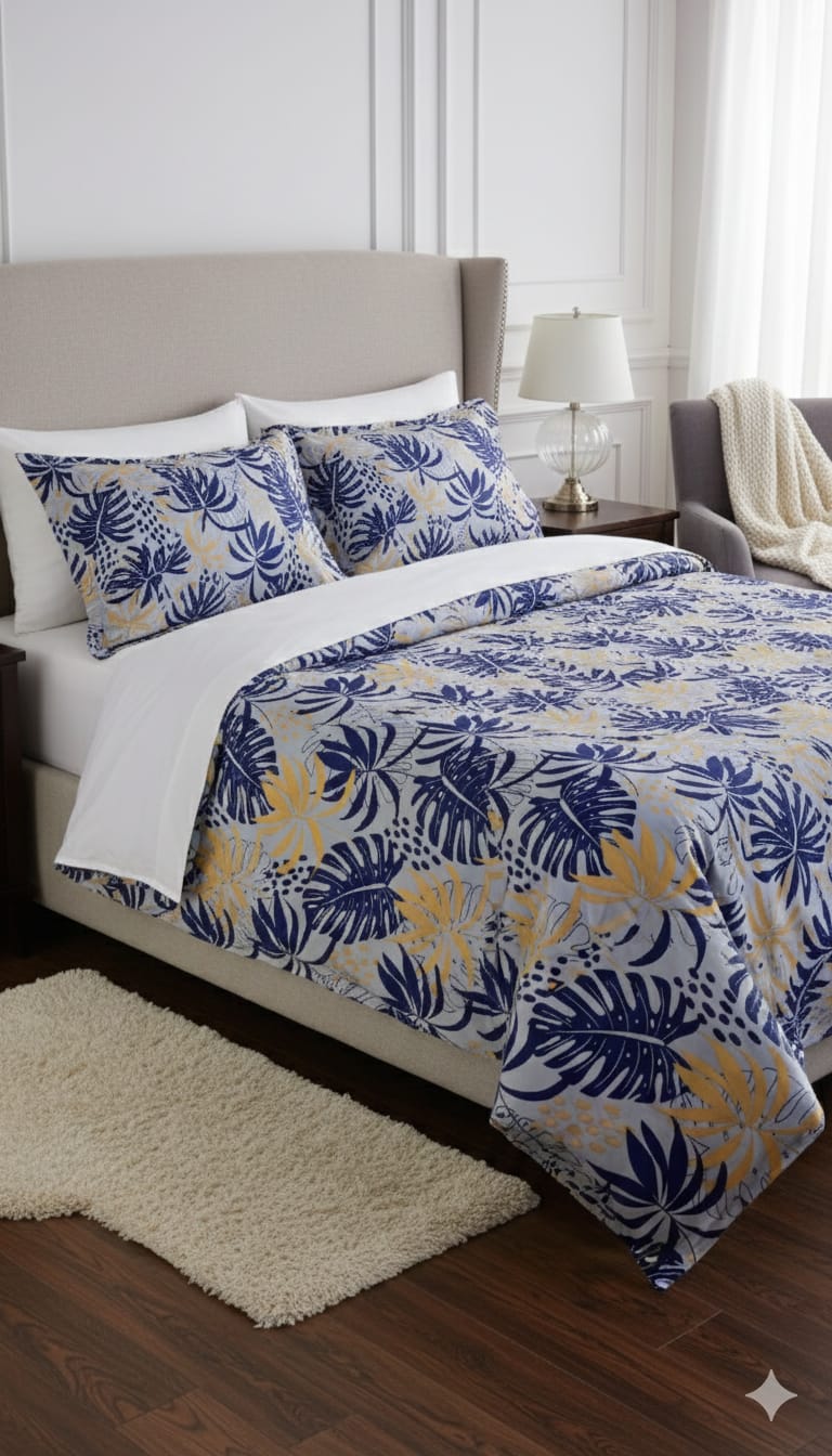 Premium Cotton Double Bedsheet with 2 Pillow Covers – Soft, Breathable & Modern Print