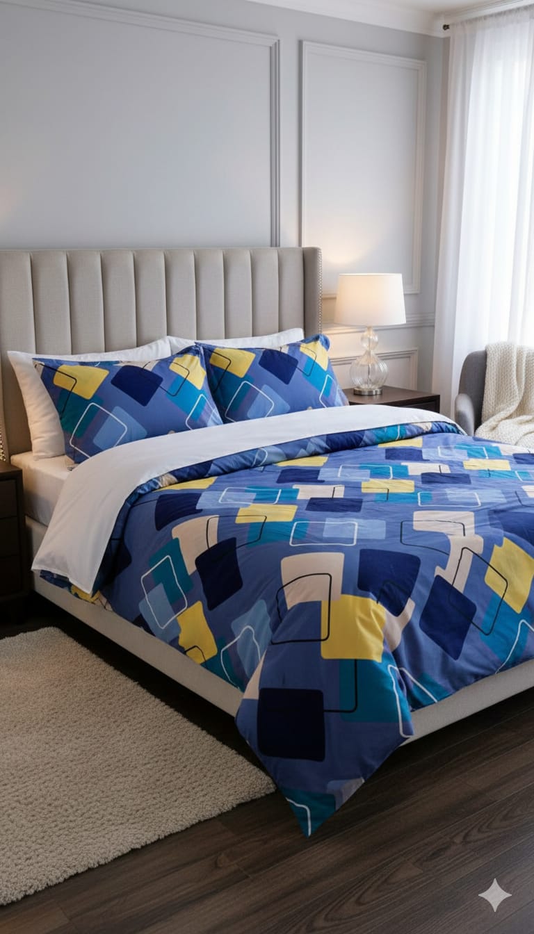 Premium Cotton Double Bedsheet with 2 Pillow Covers – Soft, Breathable & Modern Print