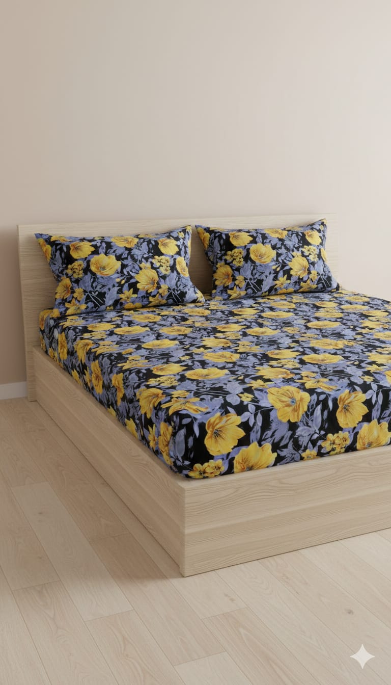 Luxury Fitted Bedsheet with All-Around Elastic – Smooth & Comfortable