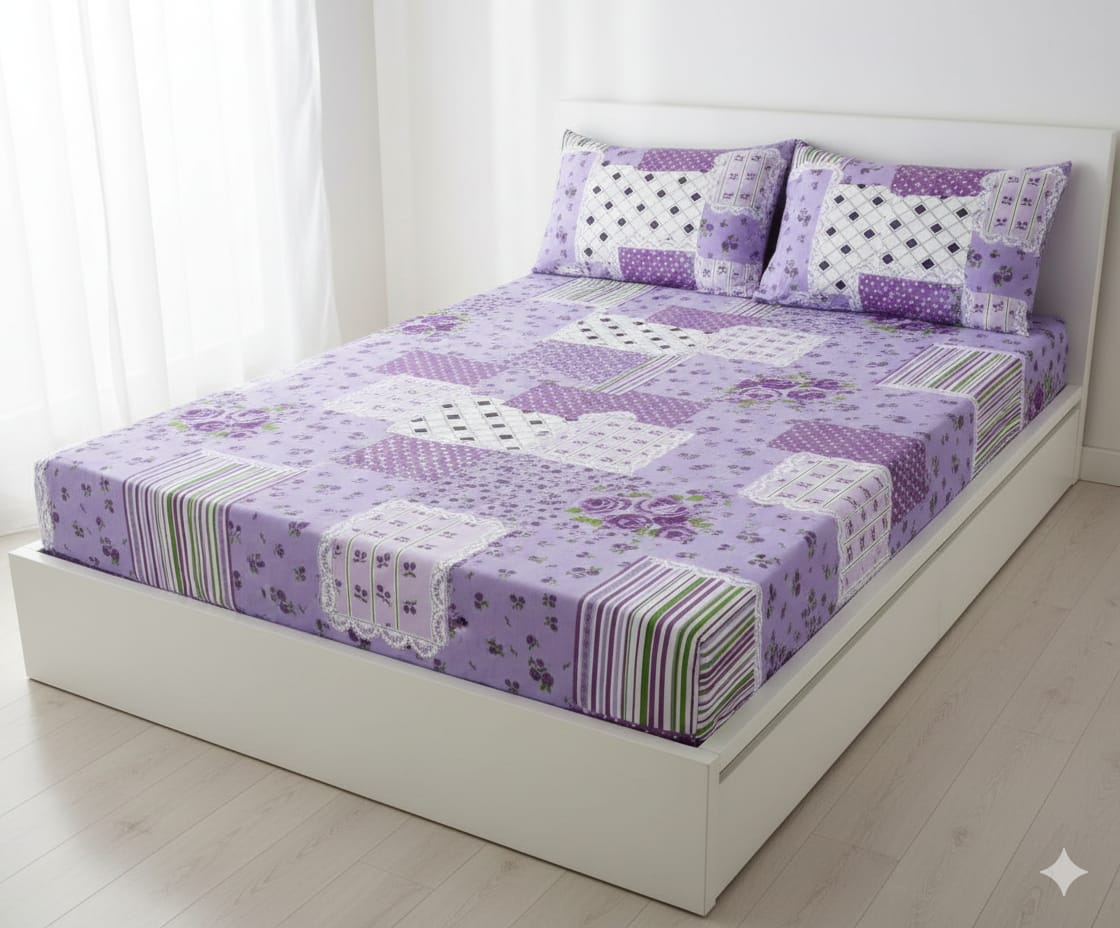 Luxury Fitted Bedsheet with All-Around Elastic – Smooth & Comfortable