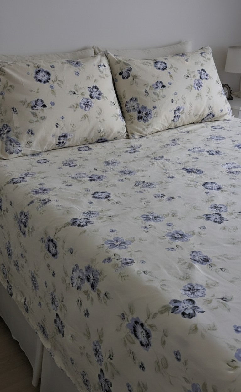 Premium cotton silk bedsheet 2 pillow and duet cover soft brathable & modern print