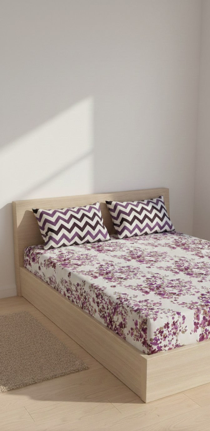 Luxury fitted bedsheet with all around elastic smooth & comfortable